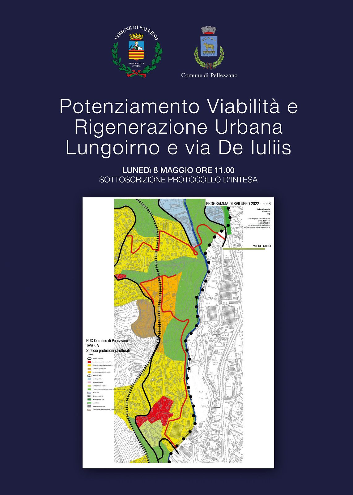 Domani i comuni di Salerno e Pellezzano stipulano protocollo intesa su viabilità e rigenerazione urbana