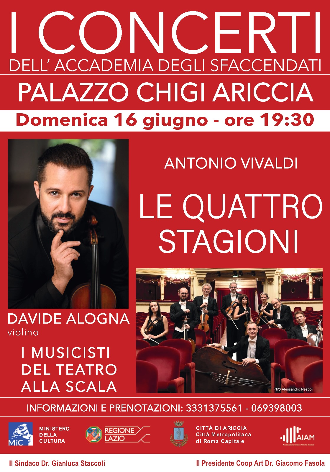 Davide Alogna e l’ensemble di Musicisti della Scala al Palazzo Chigi di AricCia