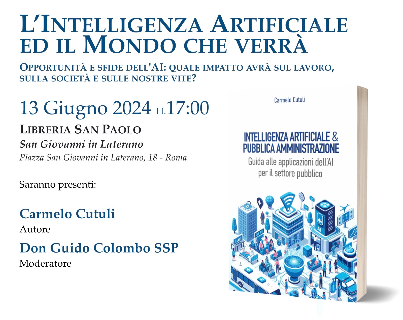 Presentazione del libro “Intelligenza Artificiale e Pubblica Amministrazione” alla Libreria San Paolo di San Giovanni in Laterano